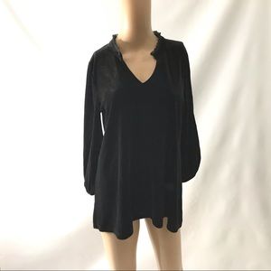Lynn Ritchie Silver Black Long-Sleeve Shirt Top XS